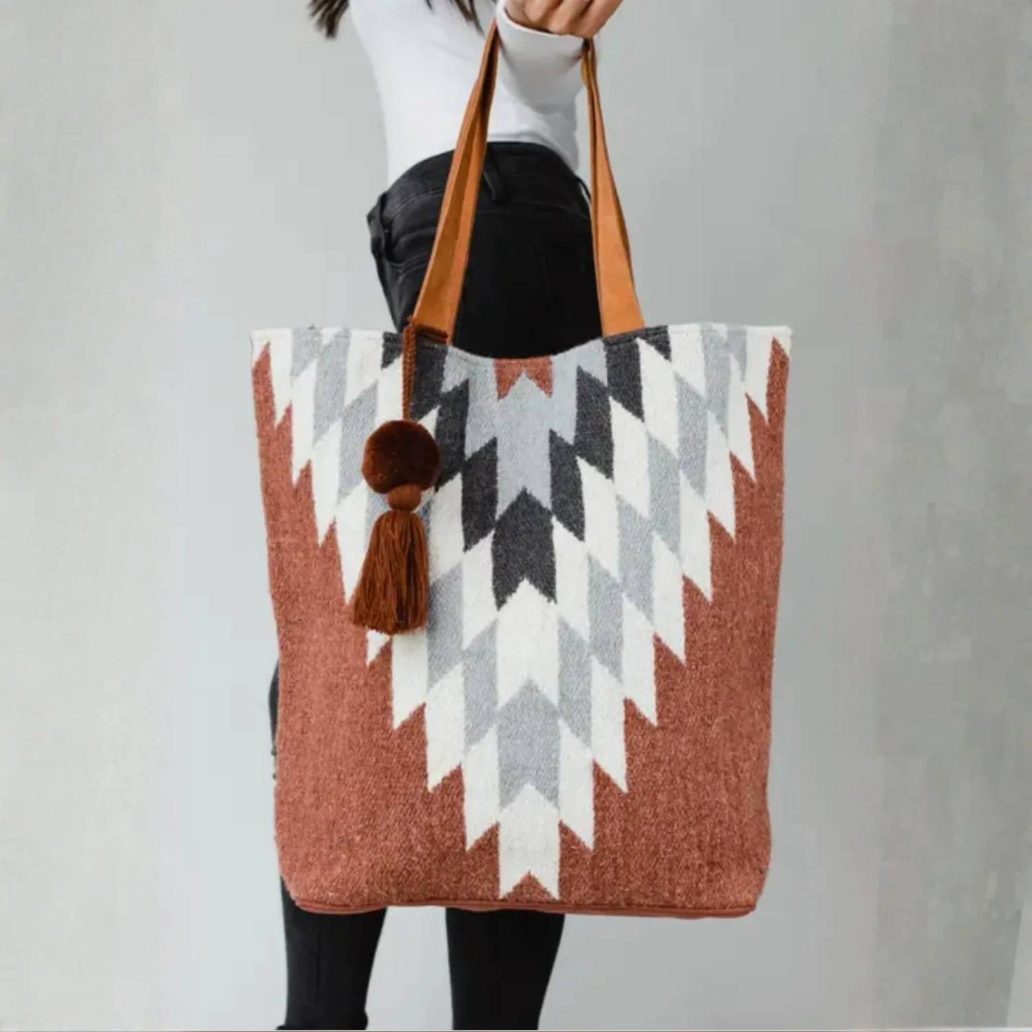 Panache Apparel - Women's Pom Tassel Cotton Tote