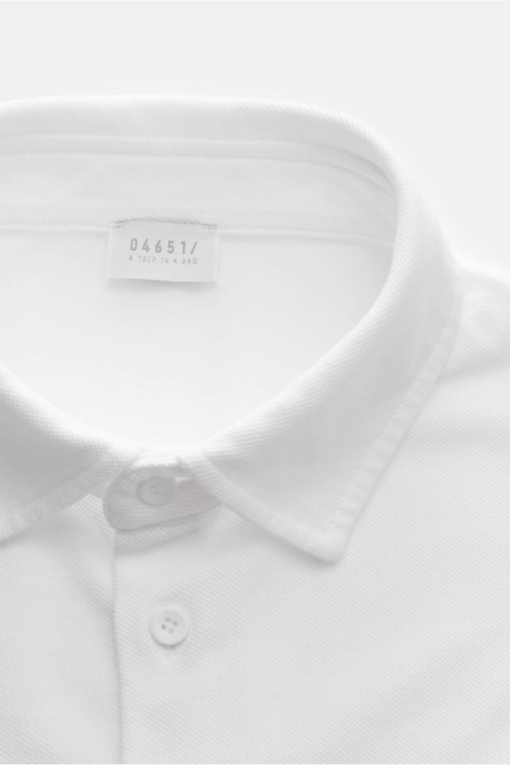 04651/ Men's Pique Long Sleeve Shirt in white - men's shirt - alternate view