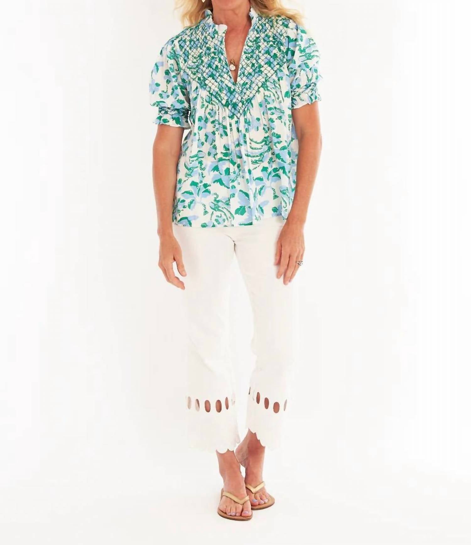 CK BRADLEY Cayman Top in white floral - women's blouse