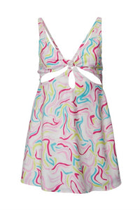 For Love & Lemons - Palmer Retro Print Cutout Satin Mini Dress