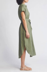 TOMMY BAHAMA Coastalina Midi Shirt Dress in dark fern - women's dress - detail view