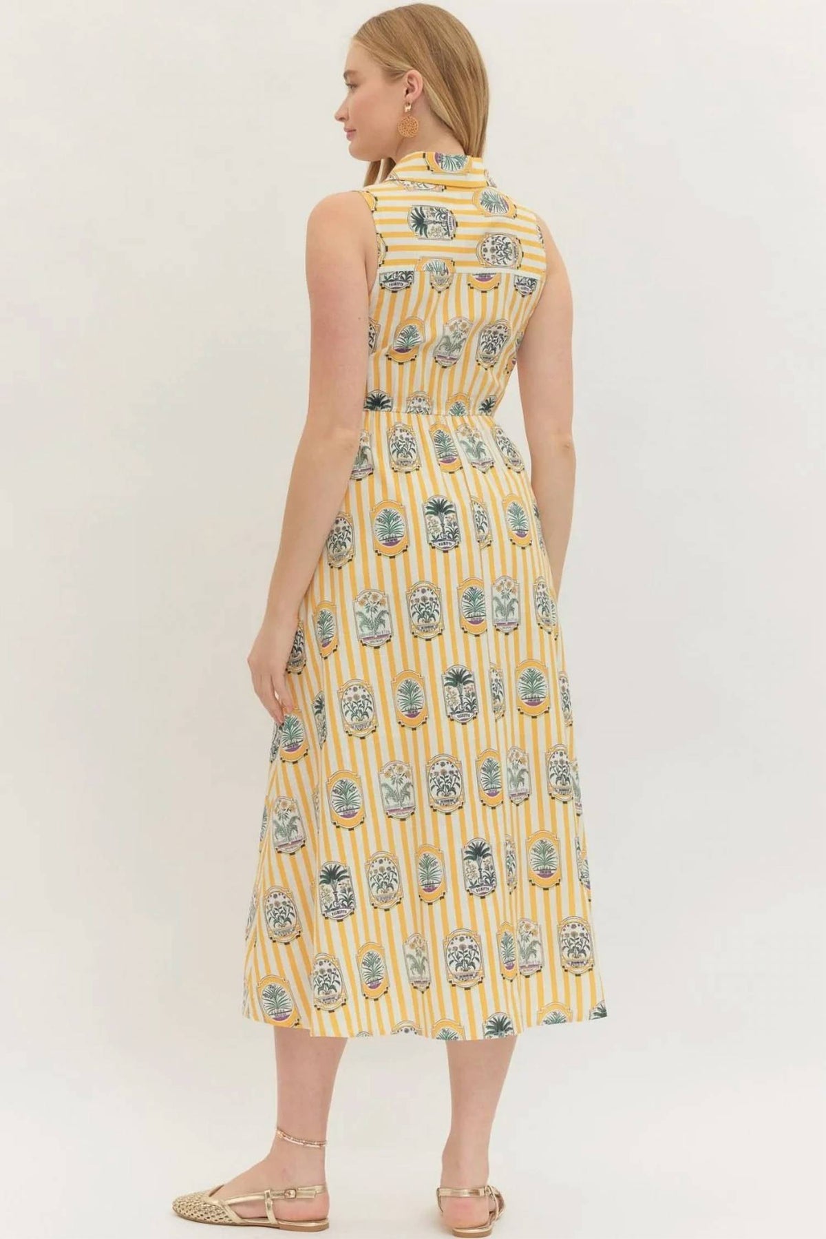 Entro - Stripe Palm Dress