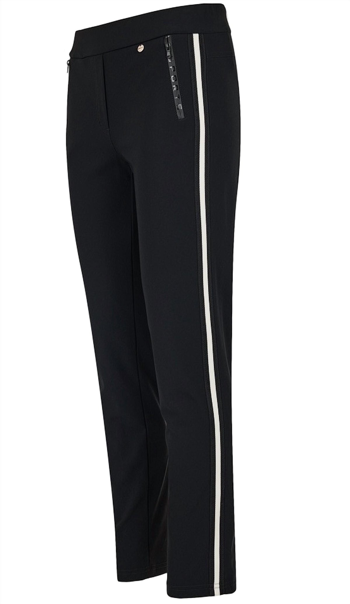 ROBELL Rita Side Stripe Trouser Pant in black - women's pants - detail view