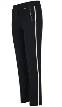 ROBELL Rita Side Stripe Trouser Pant in black - women's pants - detail view