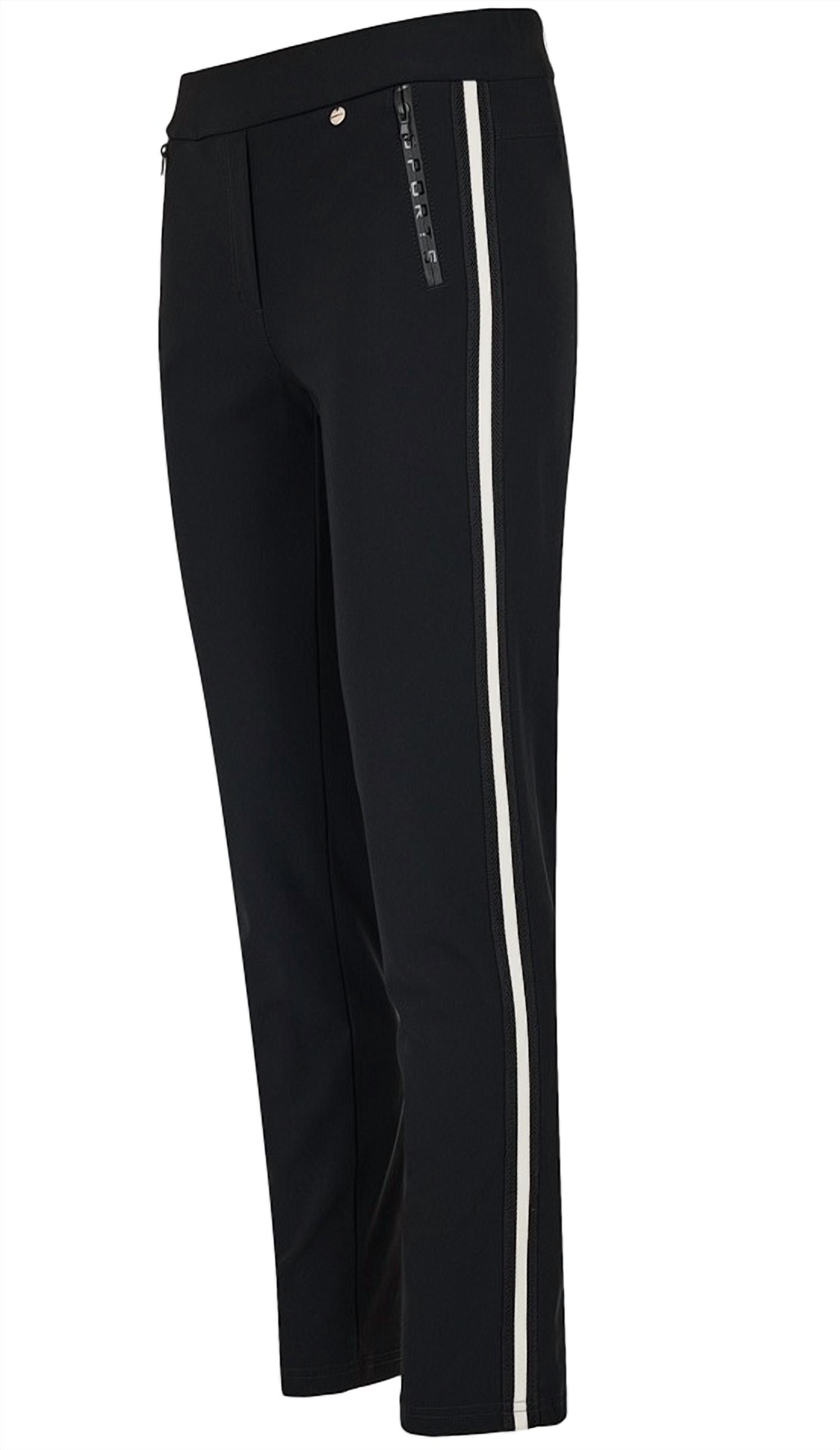 ROBELL Rita Side Stripe Trouser Pant in black - women's pants - detail view