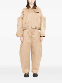Sacai - Pleated Leather-trimmed Cotton-twill Jacket