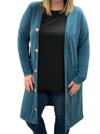 Honeyme - Long With Faux Buttons Cardigan