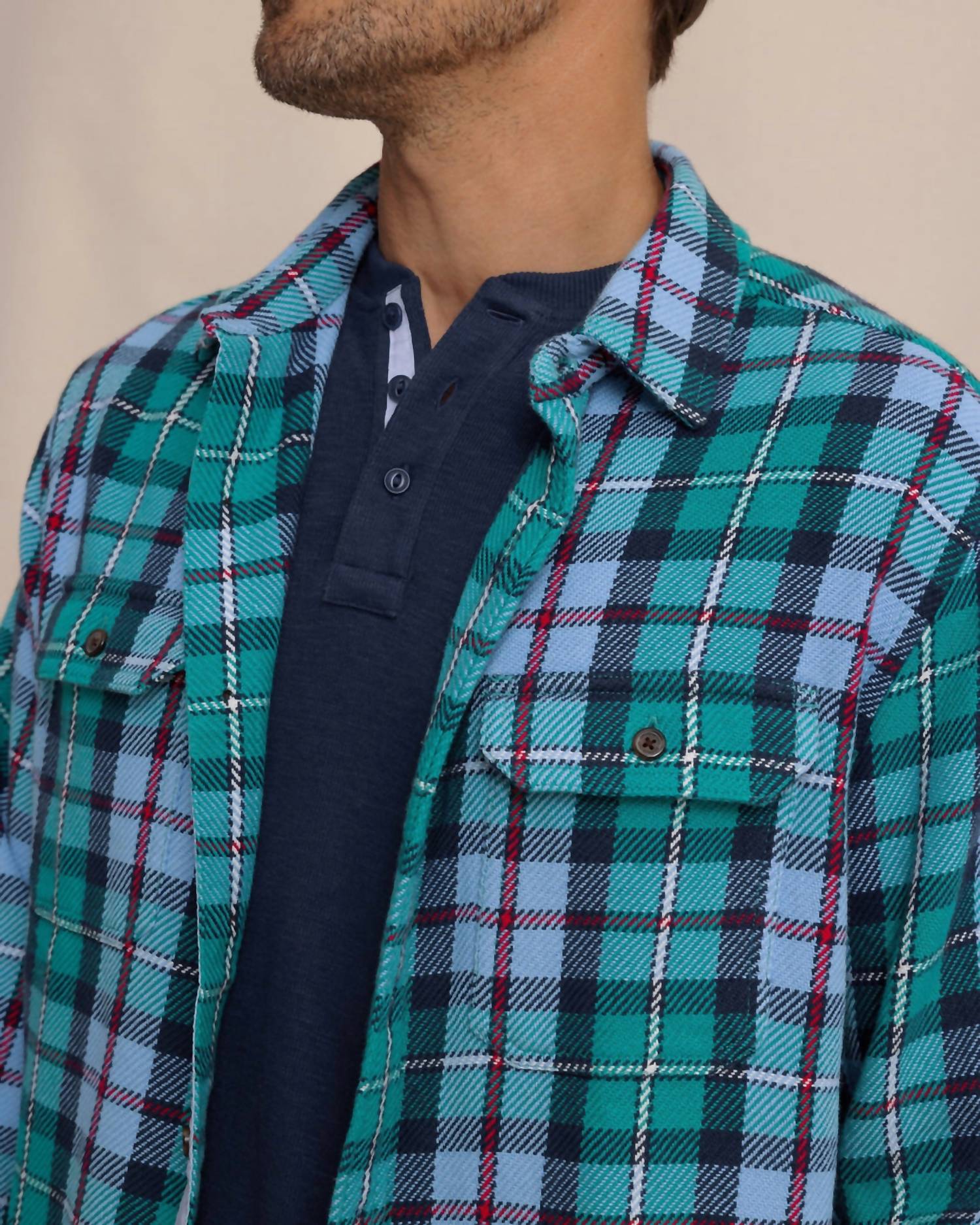 SOUTHERN TIDE Beach Bluff Plaid Twill Shirt in spruce shade 1 - men's shirt - view 4