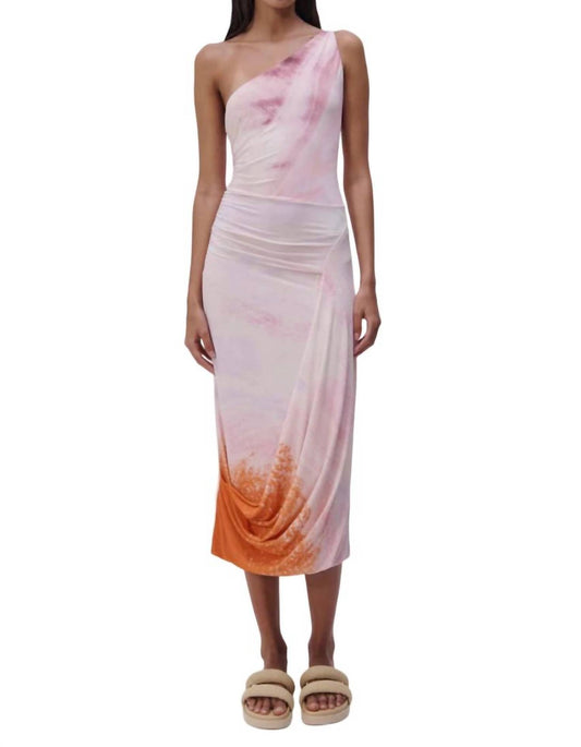 Jonathan Simkhai - Havana Marble Printed Jersey Asymmetrical Midi Dress