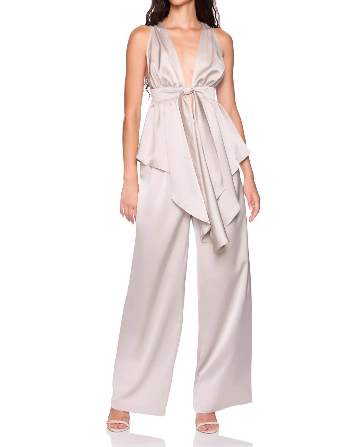 Susana Monaco - Satin Tie Peplum High Low Top