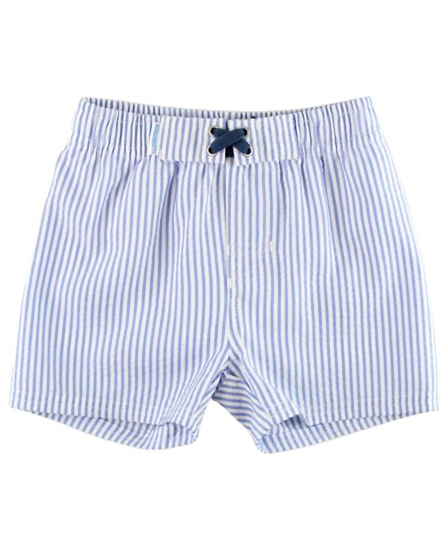 Rufflebutts - Boys' Seersucker Swim Trunks Swimsuit