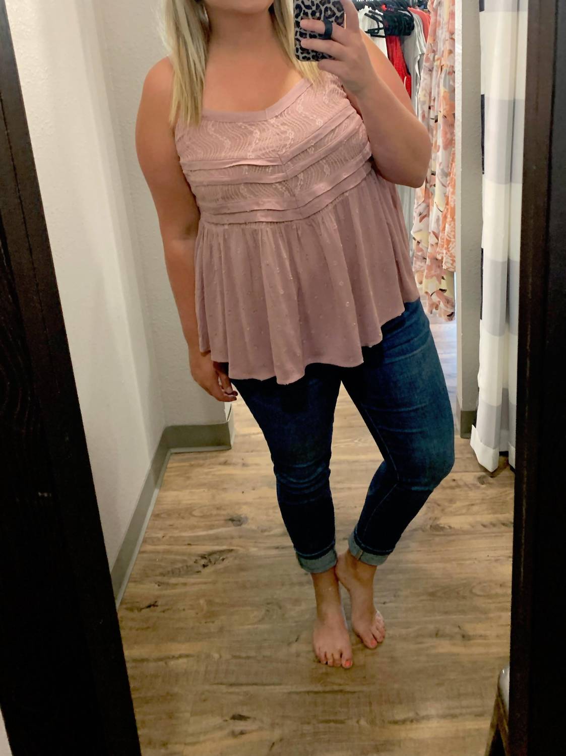 Bluheaven - Swiss Dot And Lace Mixed Tank Top