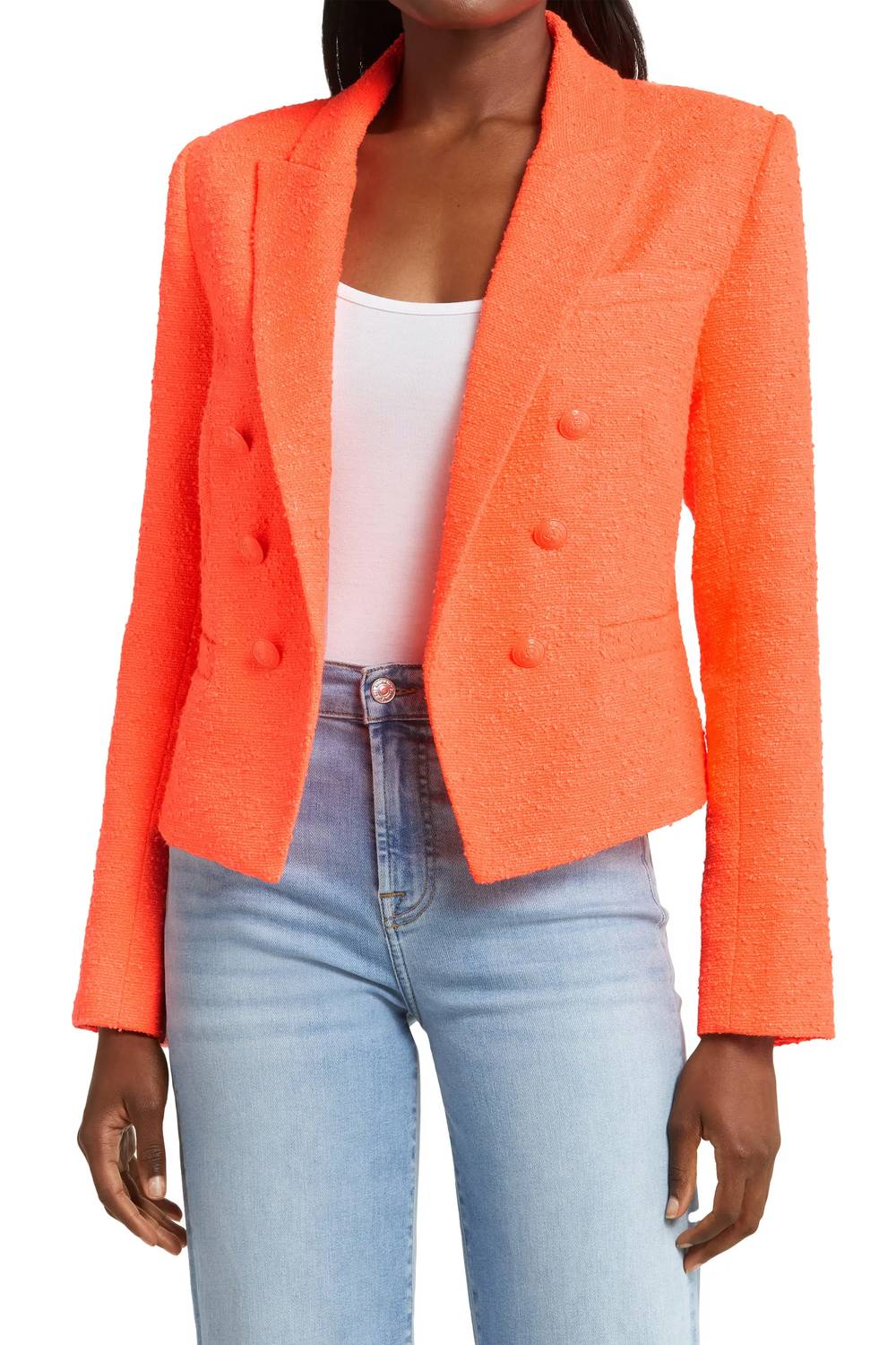 L'Agence - Pre-loved Brooke Double Breasted Tweed Cropped Blazer