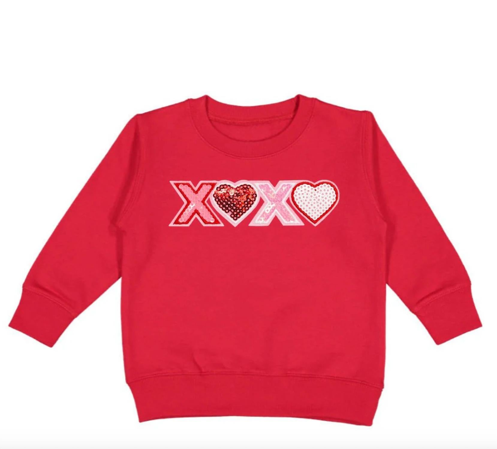 Sweet Wink - Girl's Xoxo Sequin Patch Valentine's Day Sweatshirt