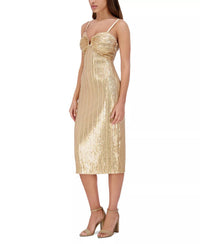 Siena Studio Sequined Midi Dress in gold - women's dress - alternate view