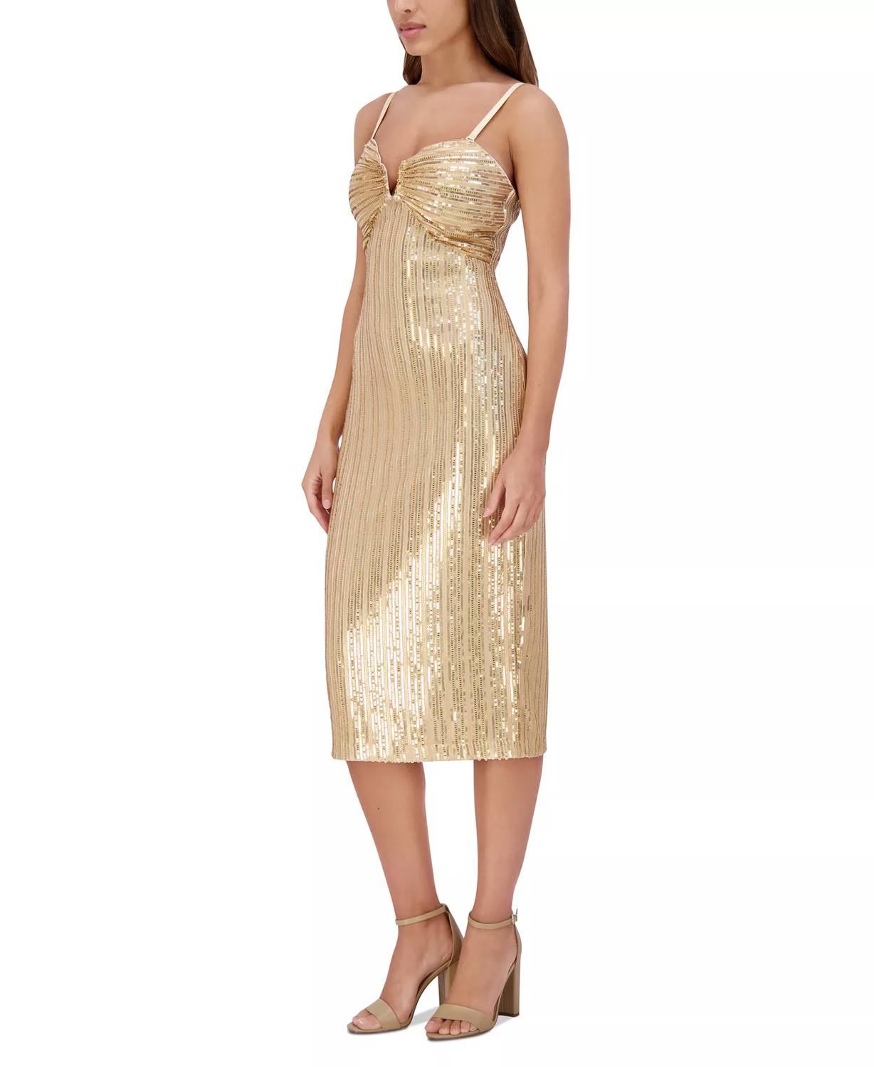 Siena Studio Sequined Midi Dress in gold - women's dress - alternate view