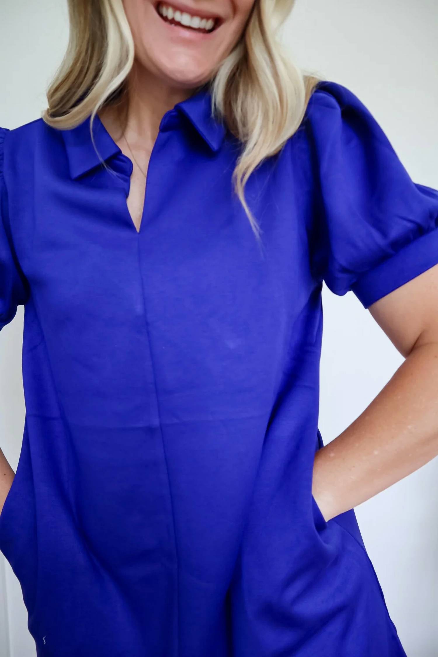 Jodifl - Women's Eloise Puff Sleeve Jersey Collar Dress