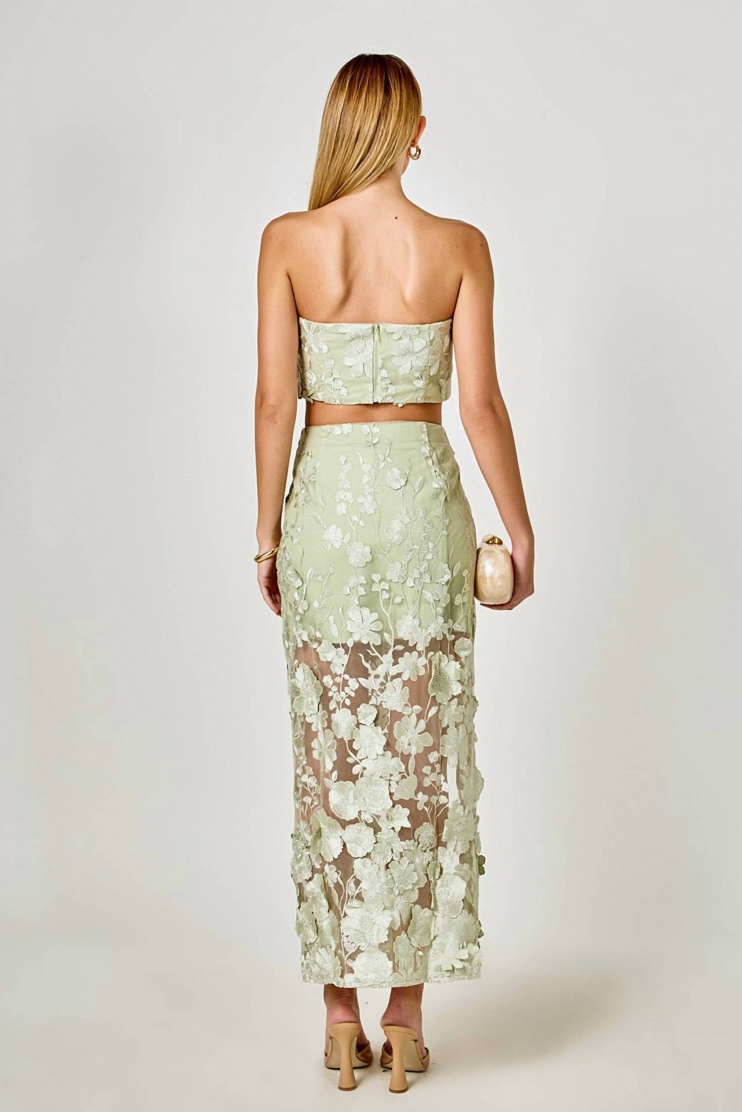 Endless Rose - Strapless Floral Embroidered Top