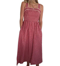 Bailey Rose Logan Gingham Lace Sleeveless Midi Dress in red - women's dress