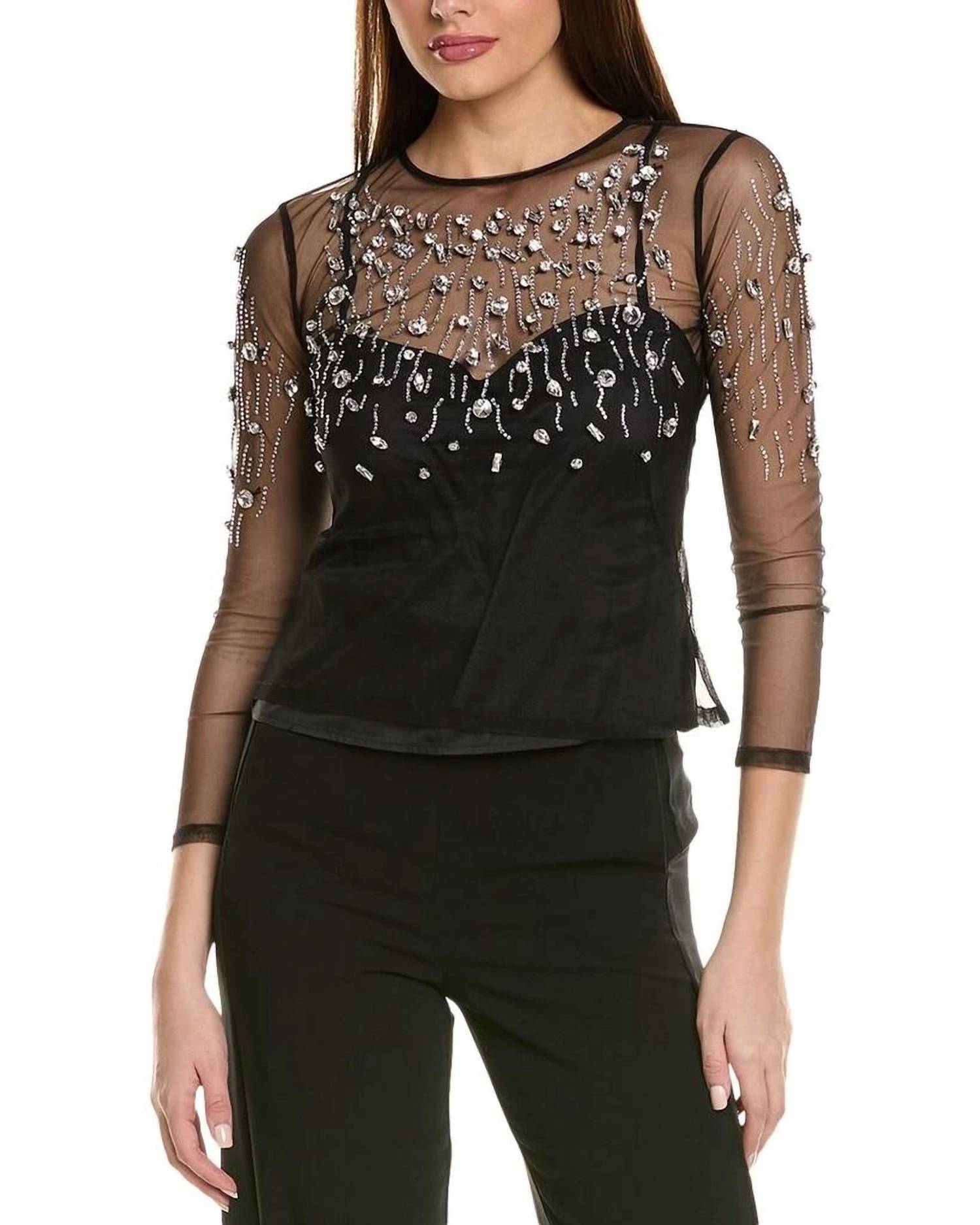 Beulahstyle - Sheer Rhinestones Top