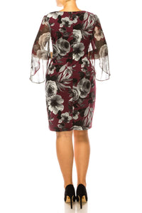 Connected Apparel - Floral Split-sleeve Sheath Dress