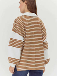 Jodifl - Women's Contrast Stripe Collared Pullover
