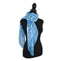 Dupatta Designs Arnette Medallion Print Square Scarf in blue - women's scarf - detail view