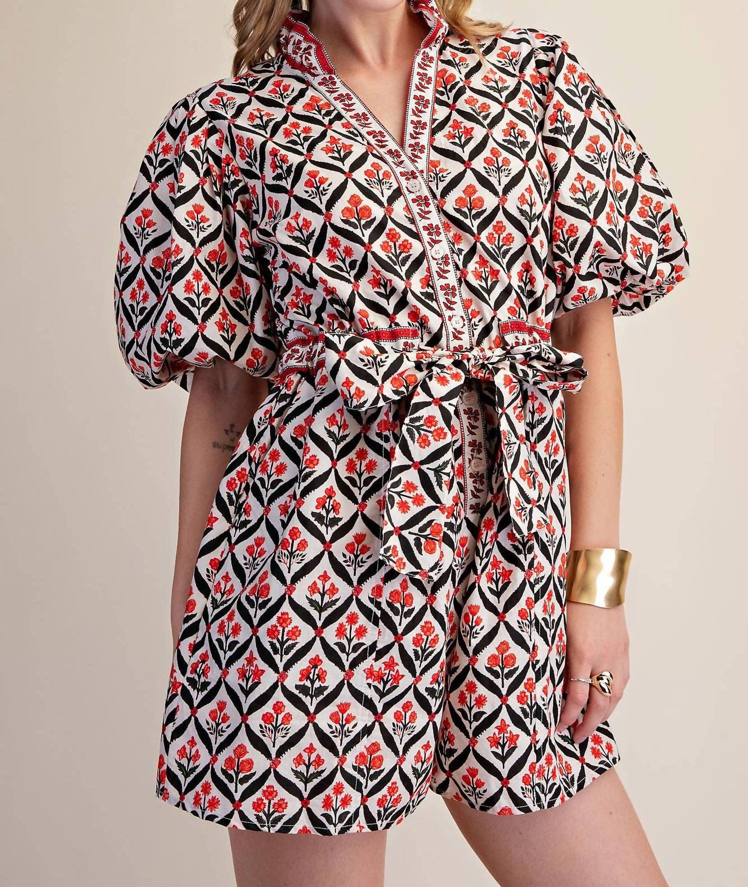 Glam - Ruffle Neck Romper