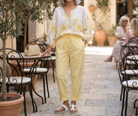 Made In Italy - Golden Bloom Sheer Top