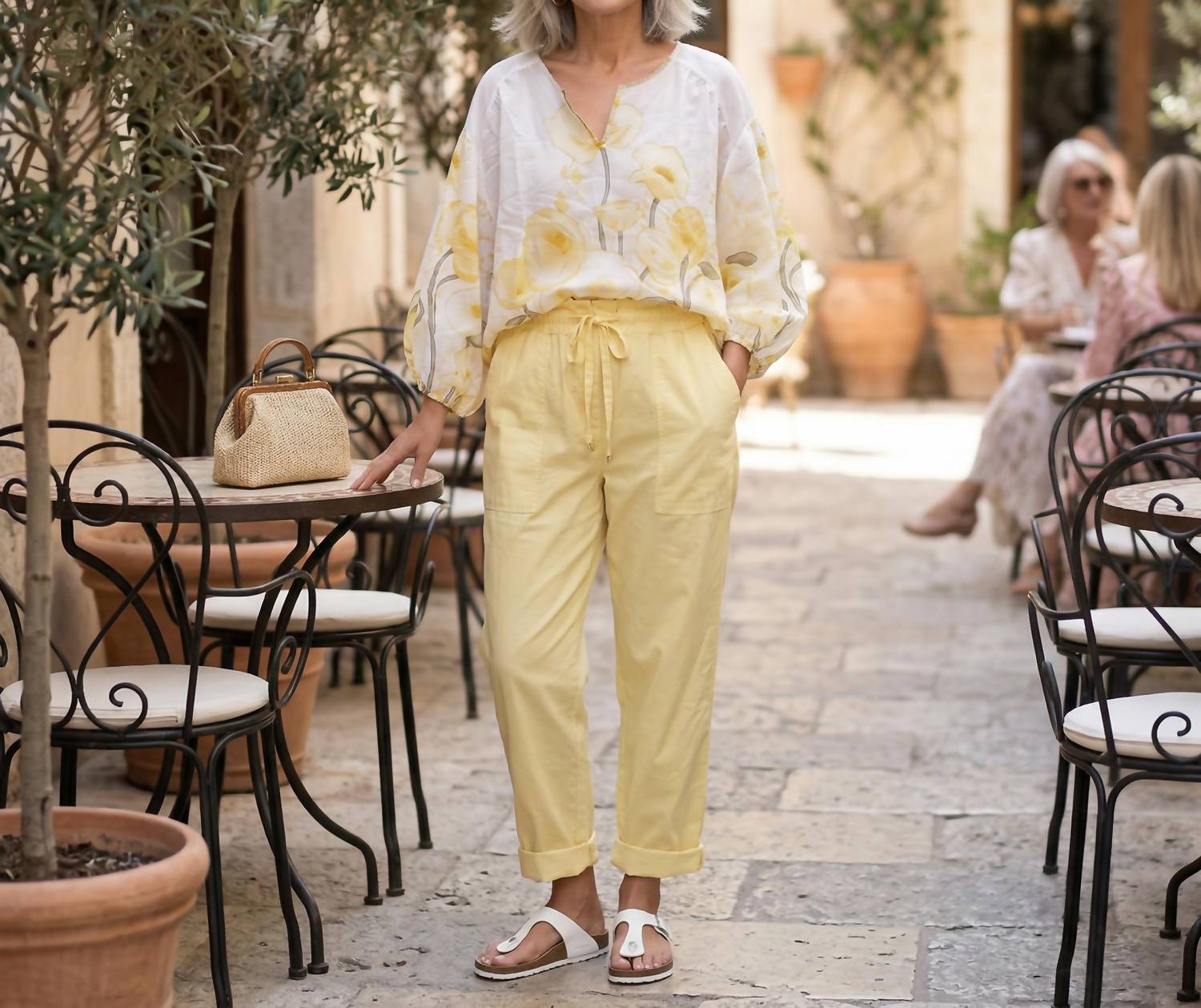 Made In Italy - Golden Bloom Sheer Top