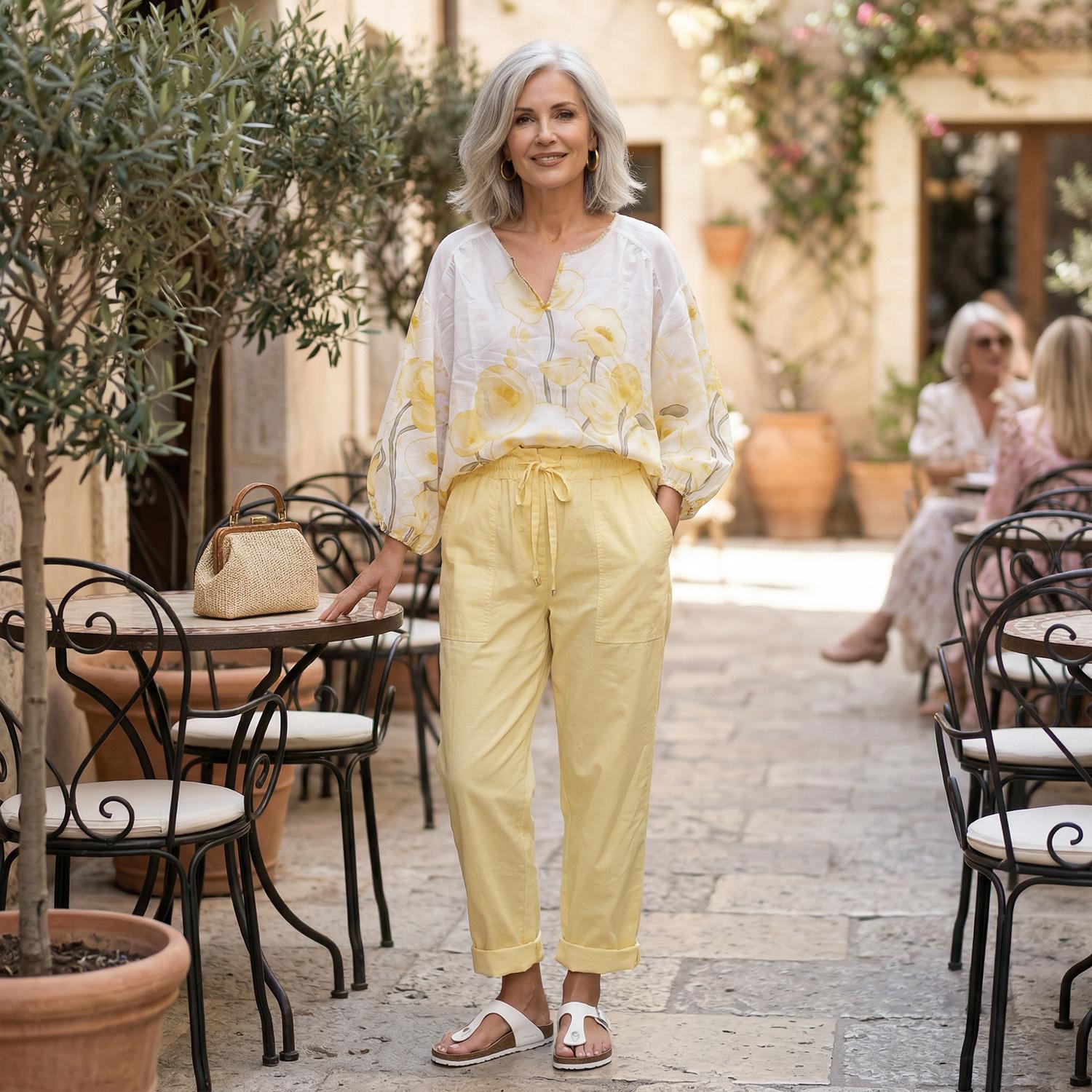 Made In Italy - Golden Bloom Sheer Top