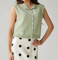 Lelis - Breeze Sleeveless Cotton Knit Button-front Vest