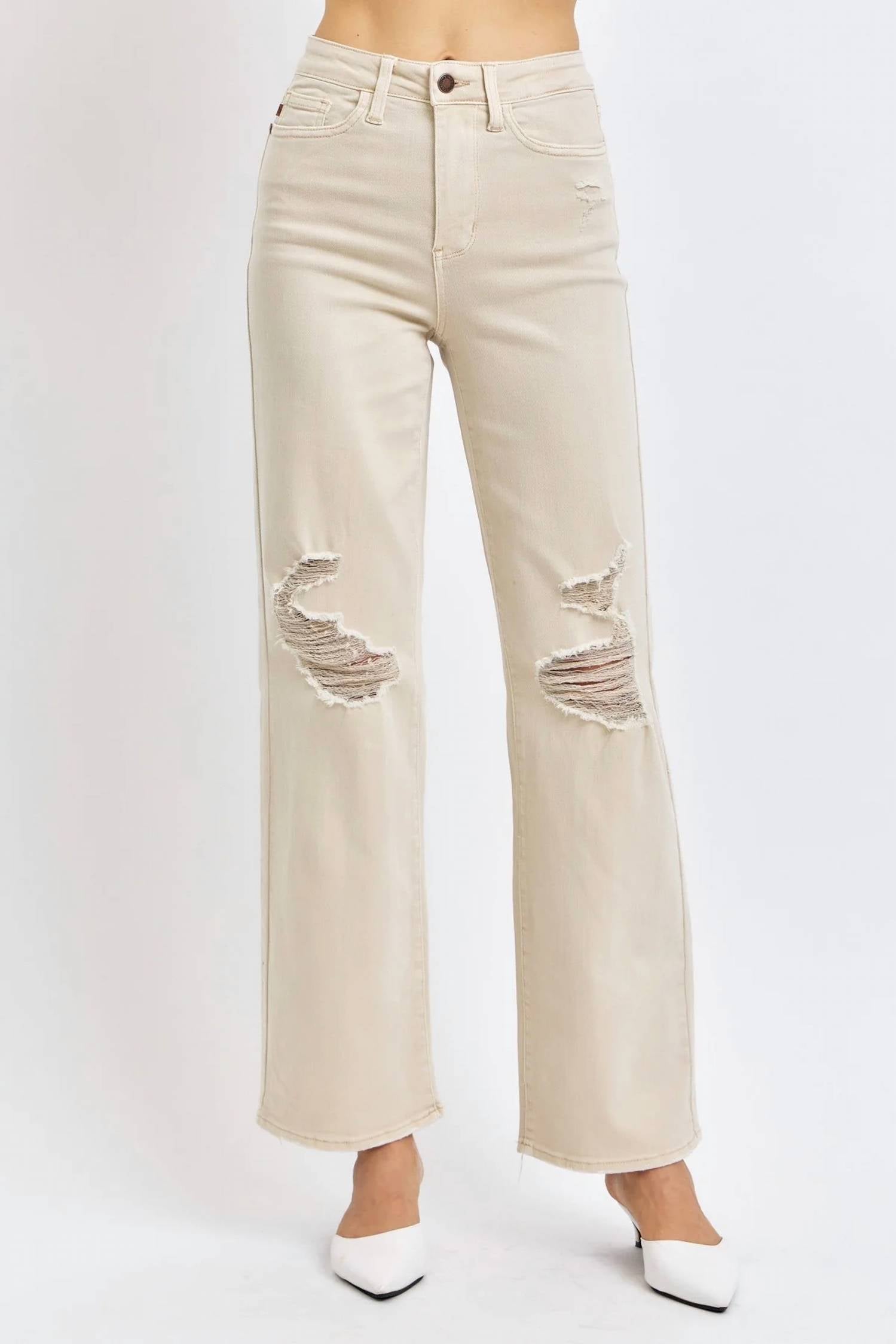 Judy Blue - High Waist Garment Dyed Detroy 90's Straight Jeans