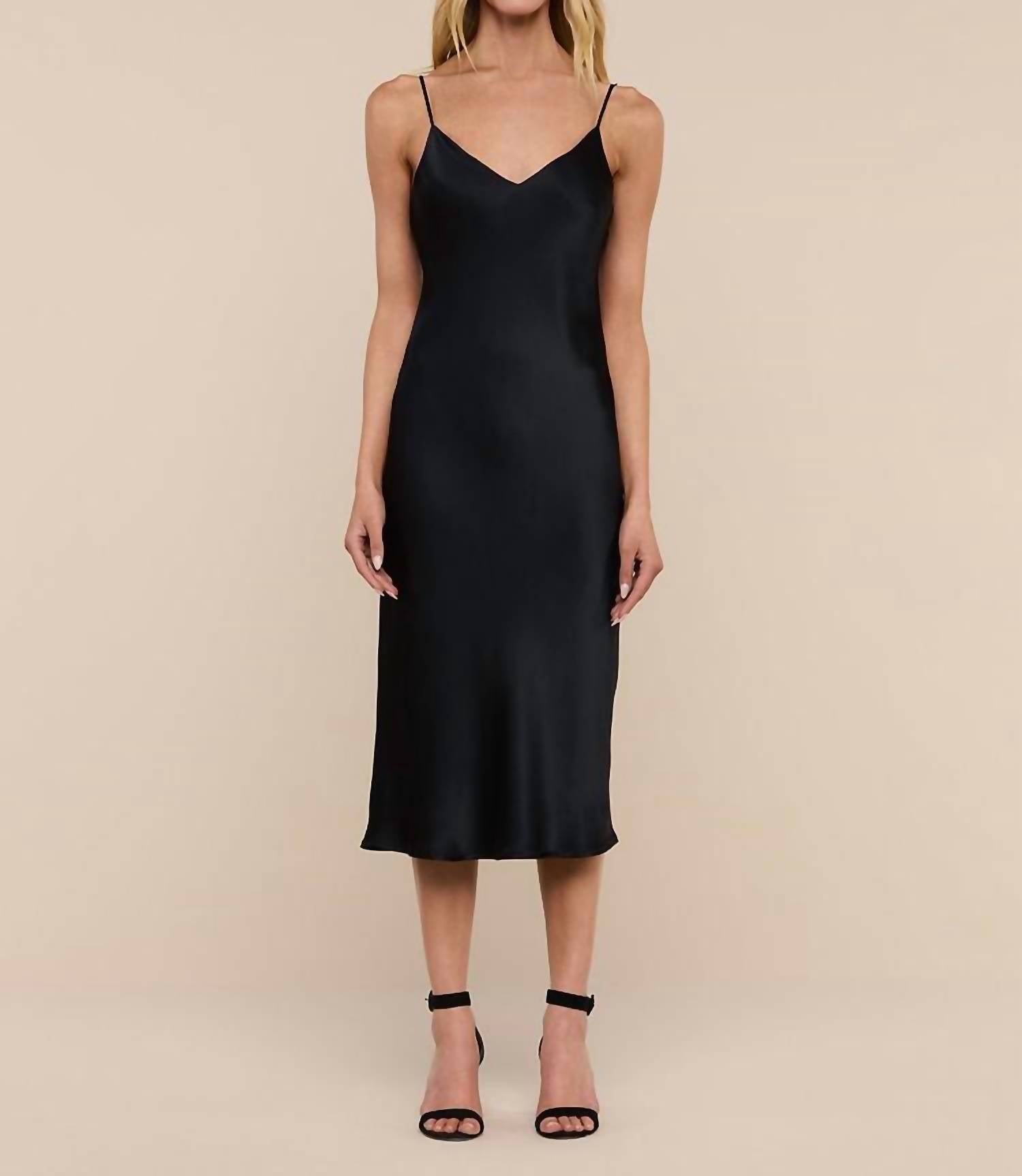 L'Agence Jodie Silk Slip Dress in black - women's dress
