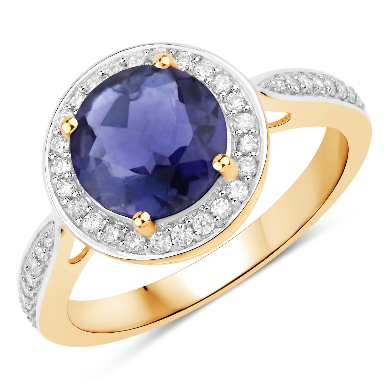 Diana M Jewels Women's Round Natural Iolite Fashion Ring (1.79 Ct) - Classic in 14k yellow gold - women's jewelry
