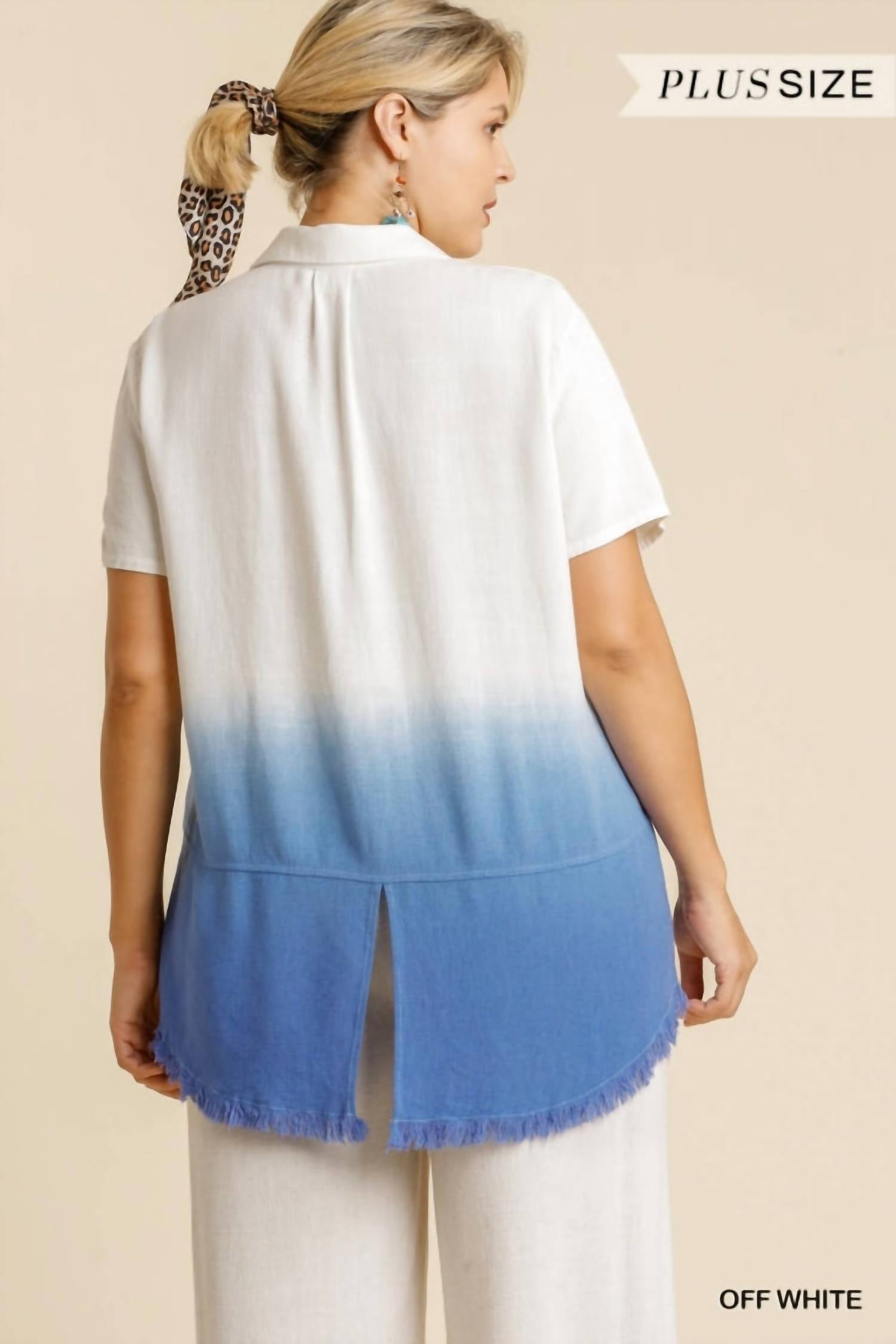 Dip Dyed Button Down Plus Shirt