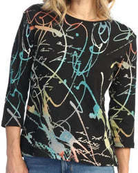 Jess & Jane - Rhapsody Printed Cotton Top - Plus