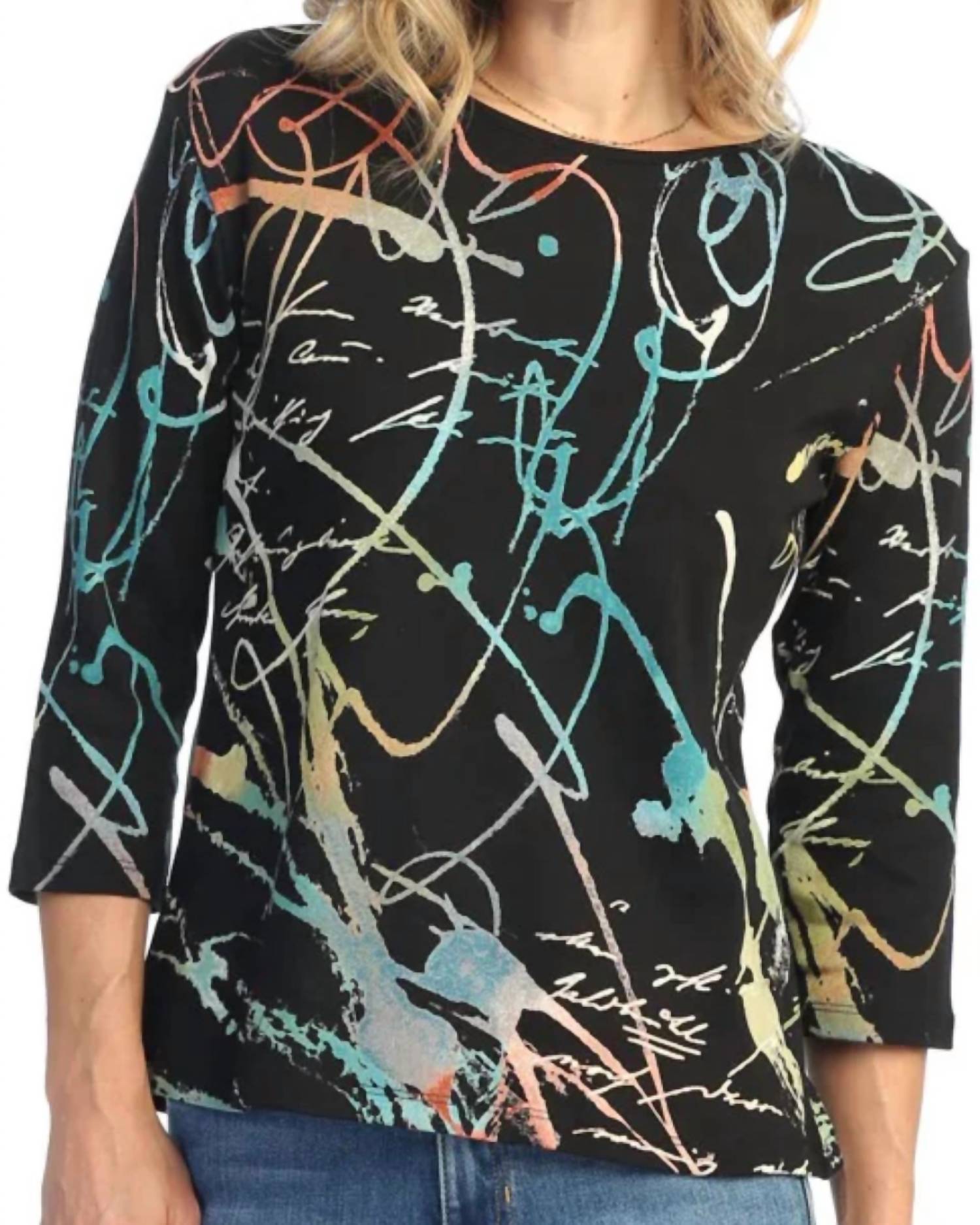 Jess & Jane - Rhapsody Printed Cotton Top - Plus