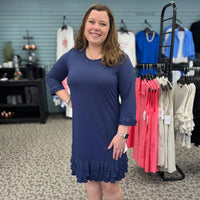 Lulu-B - 3/4 Sleeve Ruffle Trim Dress - Plus