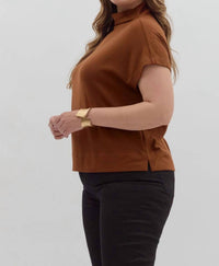 Entro - Tammy Knit Mock Neck Pullover Top - Plus