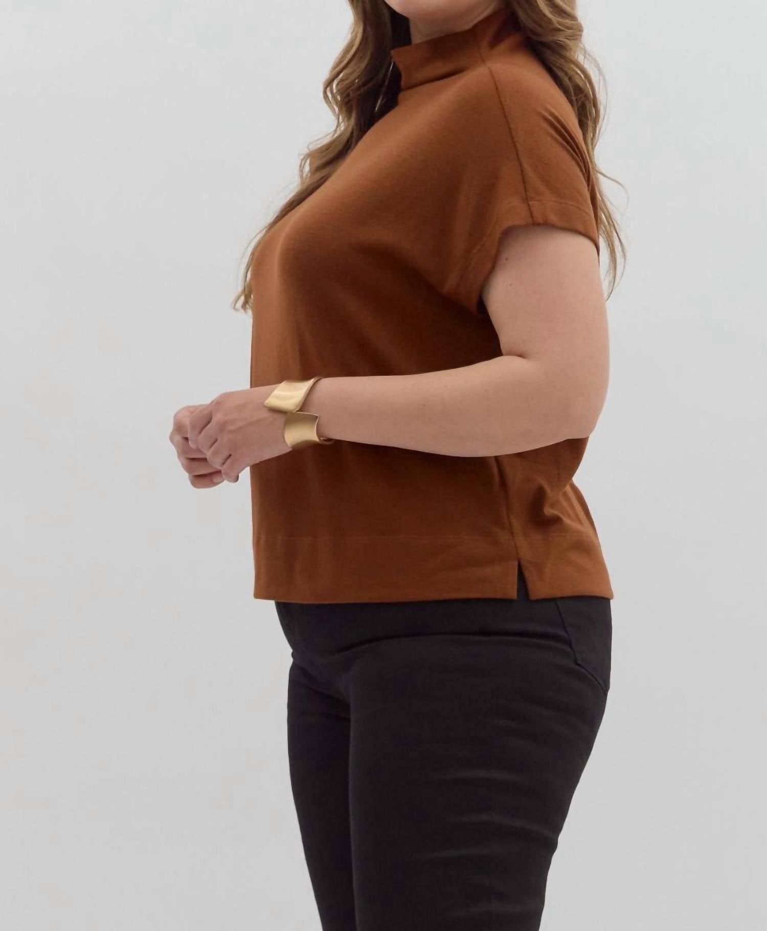 Entro - Tammy Knit Mock Neck Pullover Top - Plus
