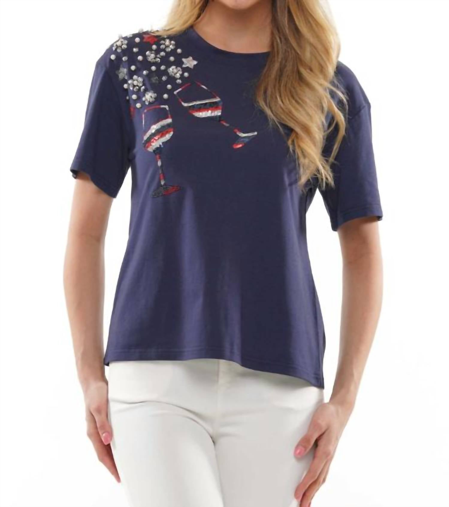 Why Dress American Wine Glass Tee in navy - women's t-shirt