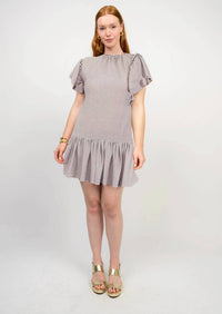 Uncle Frank - Shimmering Flutter-Sleeve Mini Dress