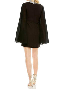 Ieena For Mac Duggal - Rhinestone Neck Cocktail Dress Kimono Sleeve