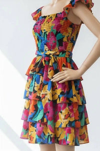 Peach Love - Tiered Floral Dress