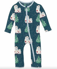 Kickee - Kids Midnight Yeti Zip Bamboo Pajamas Footie