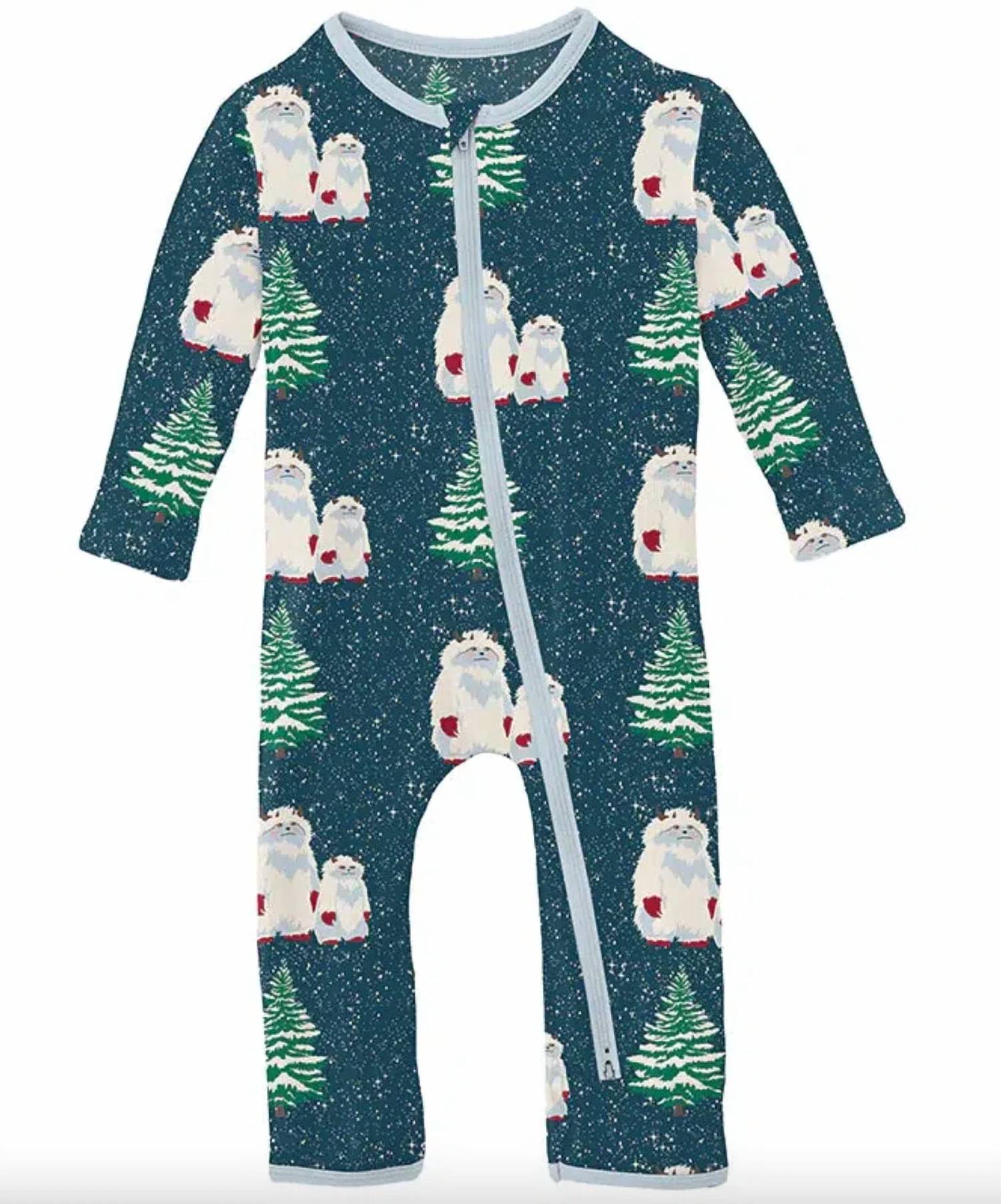 Kickee - Kids Midnight Yeti Zip Bamboo Pajamas Footie