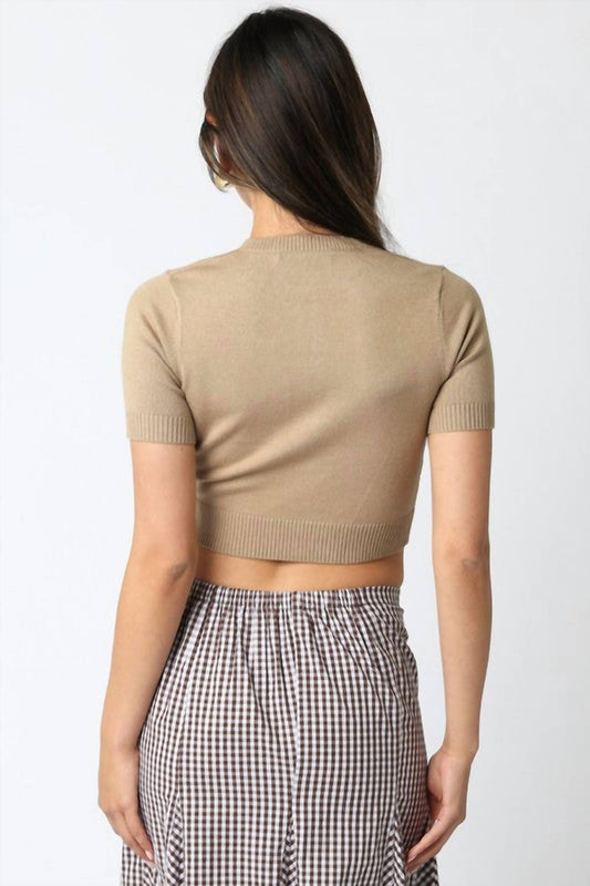 Olivaceous - Bella Short Sleeve Knit Cardigan