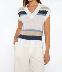 Kinross - Women's Stripe Sleeveless Vee Top