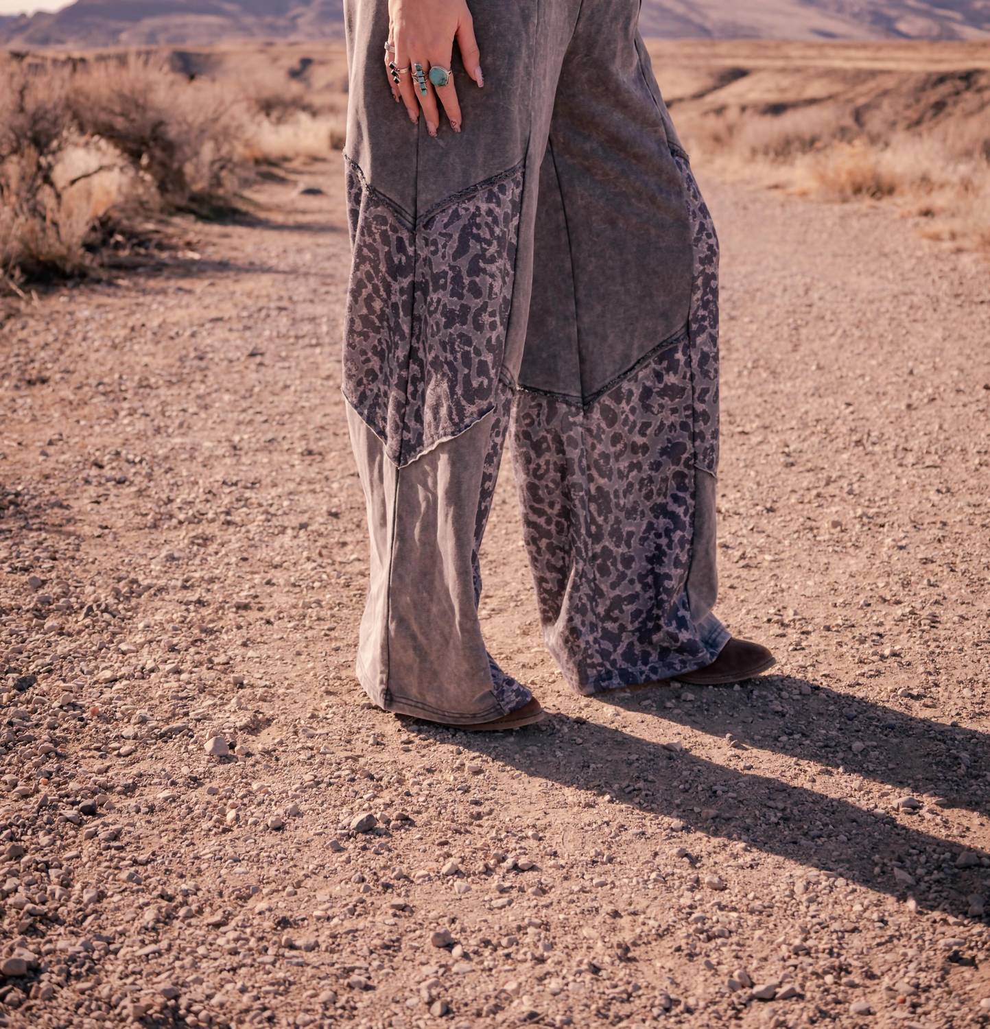 1 The Woman - Mineral Wash Leopard Sweatpants